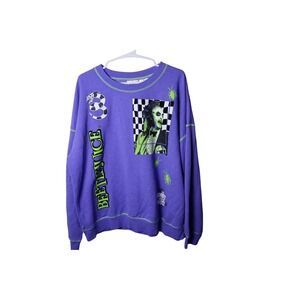 Beetlejuice‎ Graphic Sweatshirt Purple Crewneck Sandworm Ghost With The Most XL
